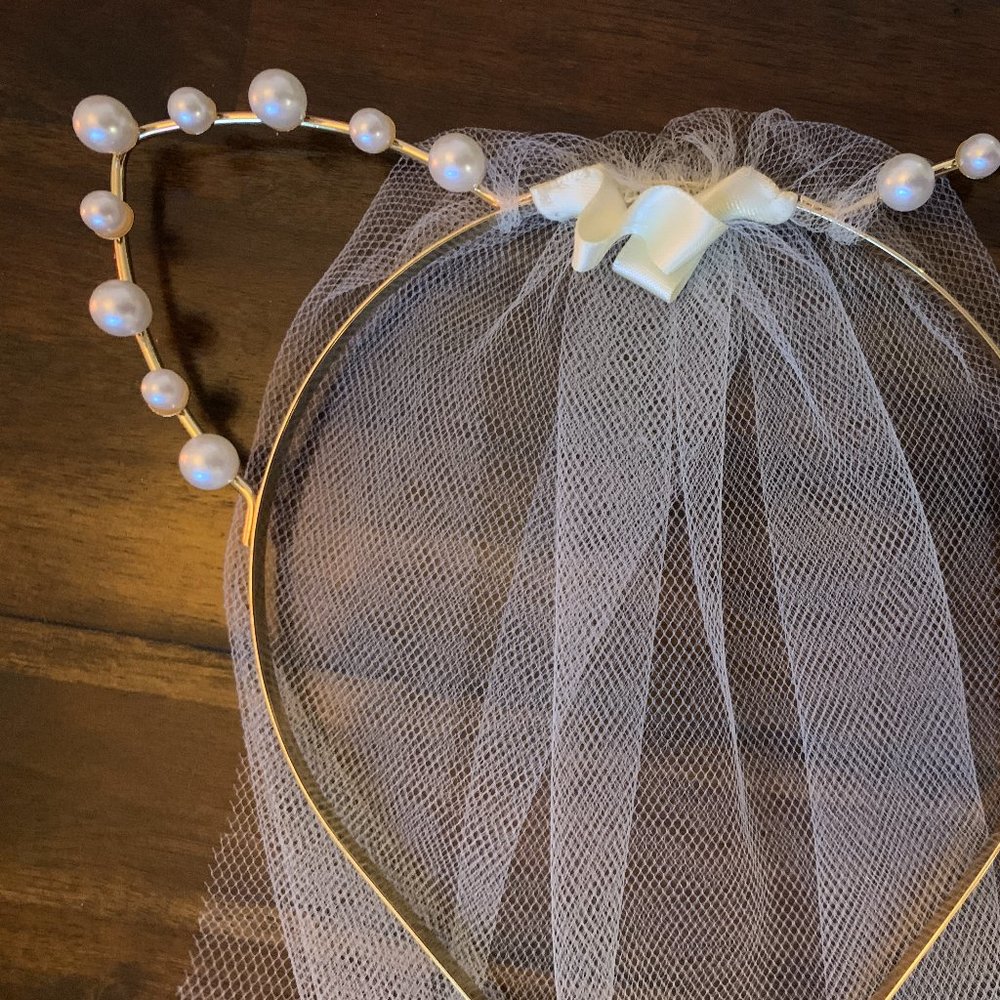 Bridal Cat Ear & Lace Veil Tiara for Bachelorette